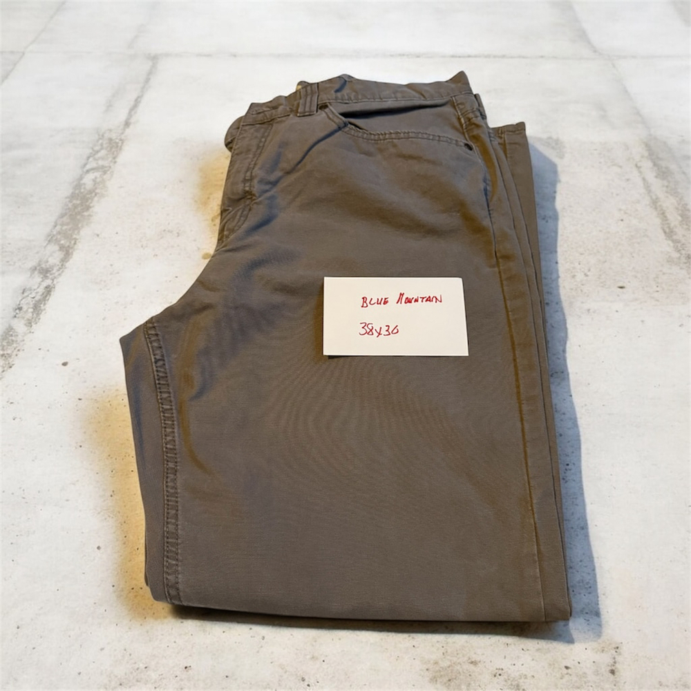 Blue Mountain Work Pants Cotton Gray Size 38x30